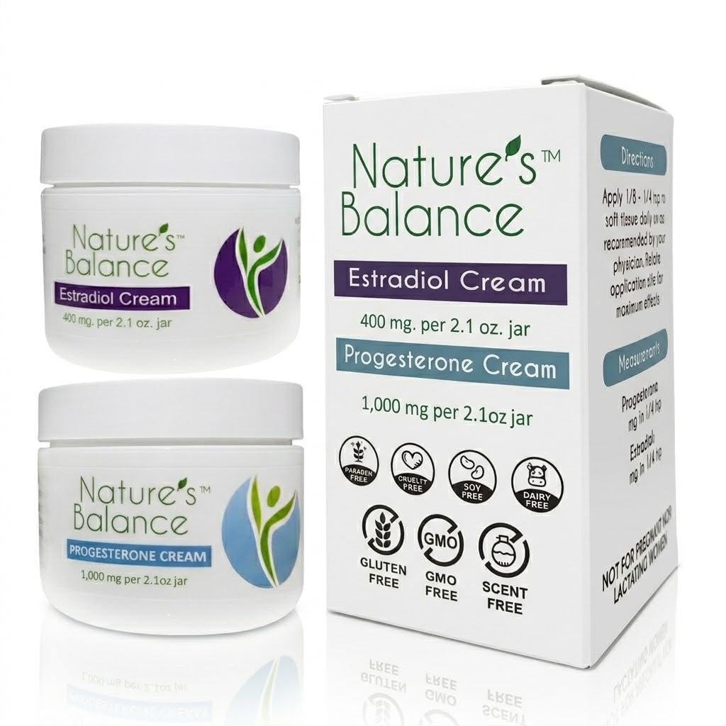 Nature’s Balance Bio-Identical Hormone Cream for Women Estradiol & Progesterone Supports Hormonal Balance During Perimenopause & Menopause