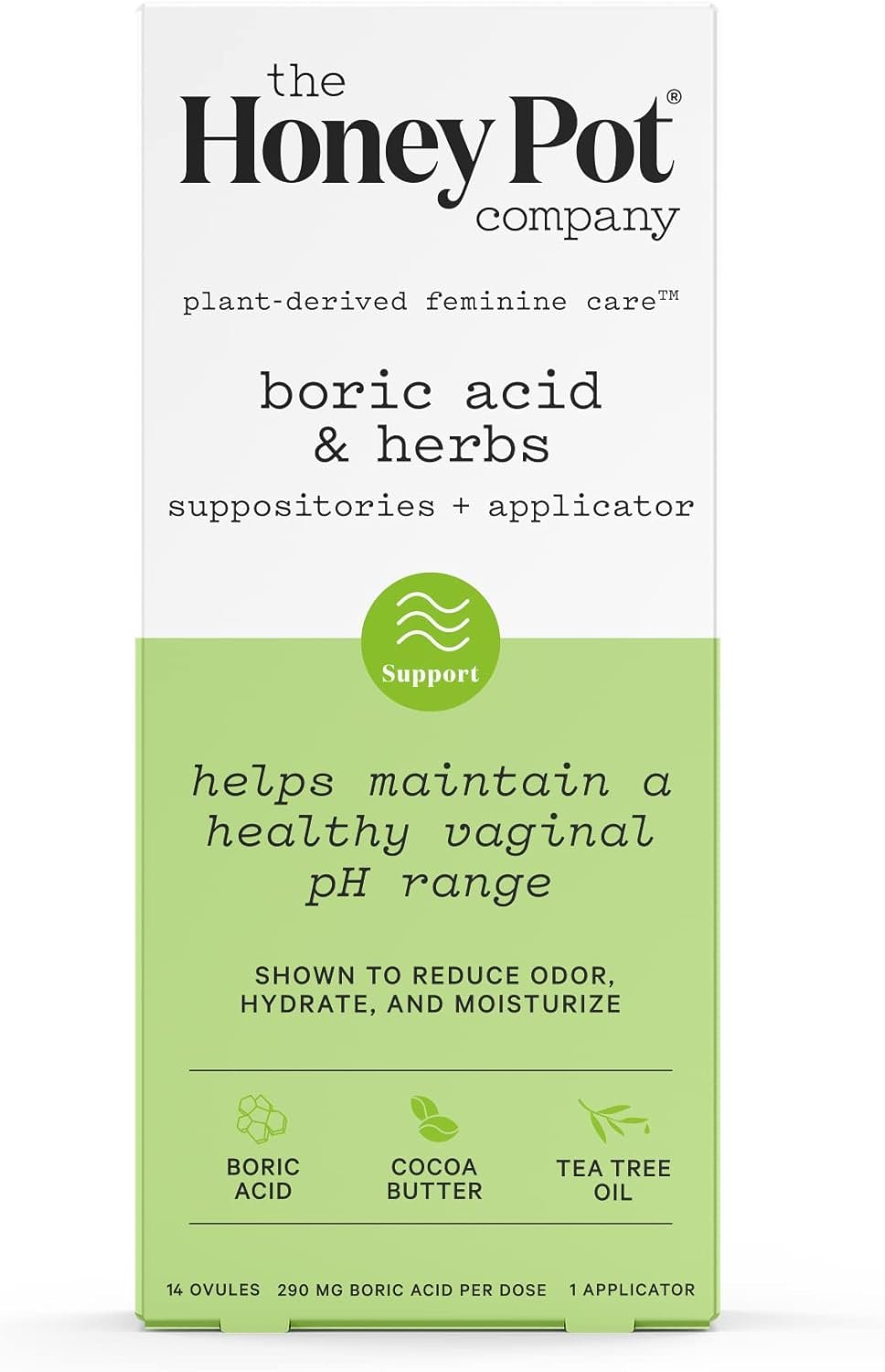 The Honey Pot Company 7 Day Boric Acid & Herbs Suppositories – Maintains and Balances Healthy Vaginal pH, Manages Odor, Hydrates, & Moisturizes – Gynecologist Tested