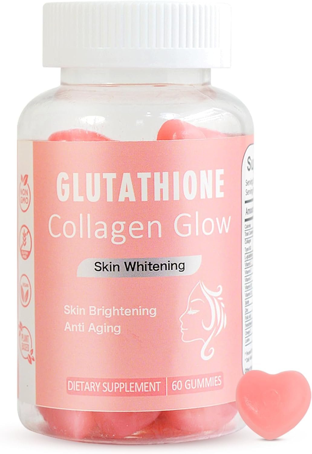 Laicuherb Glow Gummies for Women Skin & Nails Care, 60 Count Watermelon Flavor Collagen Glowing Skin Gummies for Skin Brightening, Organic Chewable Vitamins, Vegan, Gluten-Free