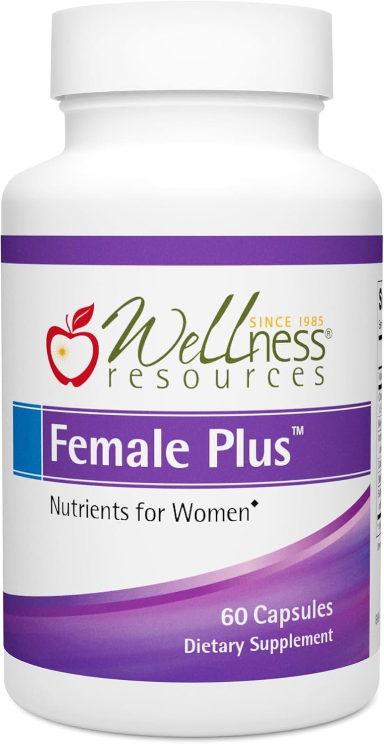 Wellness Resources Female Plus for Healthy Estrogen Metabolism, Menstrual Rhythm Support, Energy and Mood – Chaste Berry, I3C, DIM, Calcium-D-Glucarate, B6, Myo-Inositol, Sulforaphane (60 Capsules)
