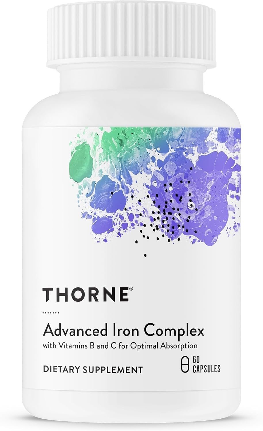 THORNE – Advanced Iron Complex – Complete Blood Support Formula* – Elemental Iron, Folate, B and C Vitamins for Optimal Absorption – Chelated Iron Supplement – Gluten, Dairy & Soy-Free – 60 Capsules