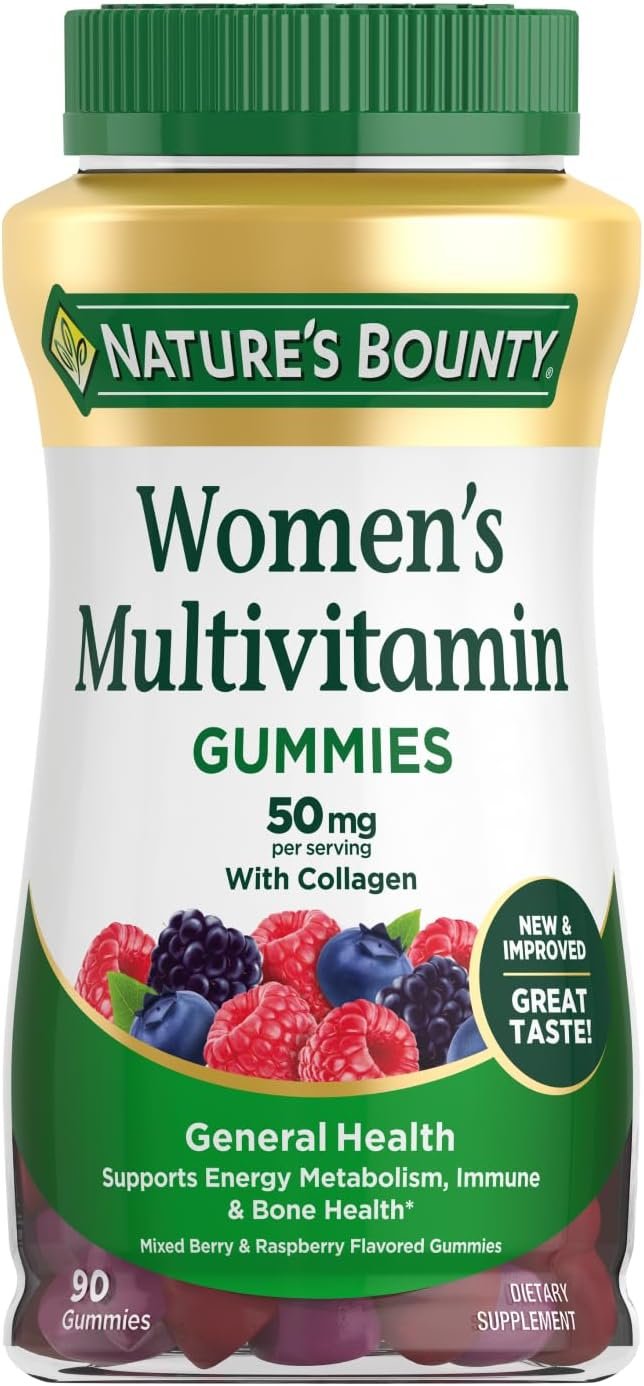 Nature’s Bounty Women Multivitamin Gummies, Vitamin Supplements for Adults, General Health, Supports Immune and Bone Health, Mixed Berry and Raspberry Flavored, 90 Gummies