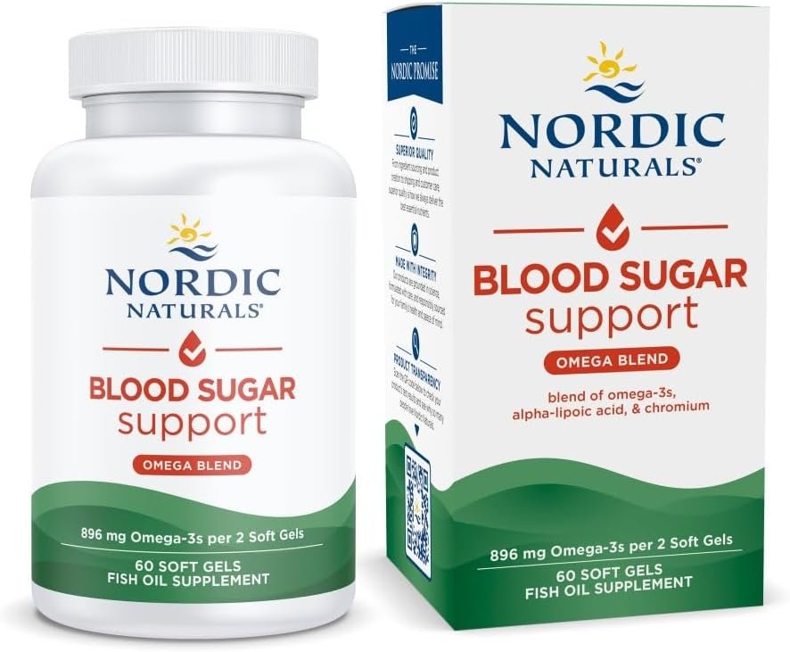 Nordic Naturals Omega Blood Sugar, Lemon – 60 Soft Gels – 896 mg Omega-3 + Alpha-Lipoic Acid & Chromium – Metabolism – Non-GMO – 30 Servings