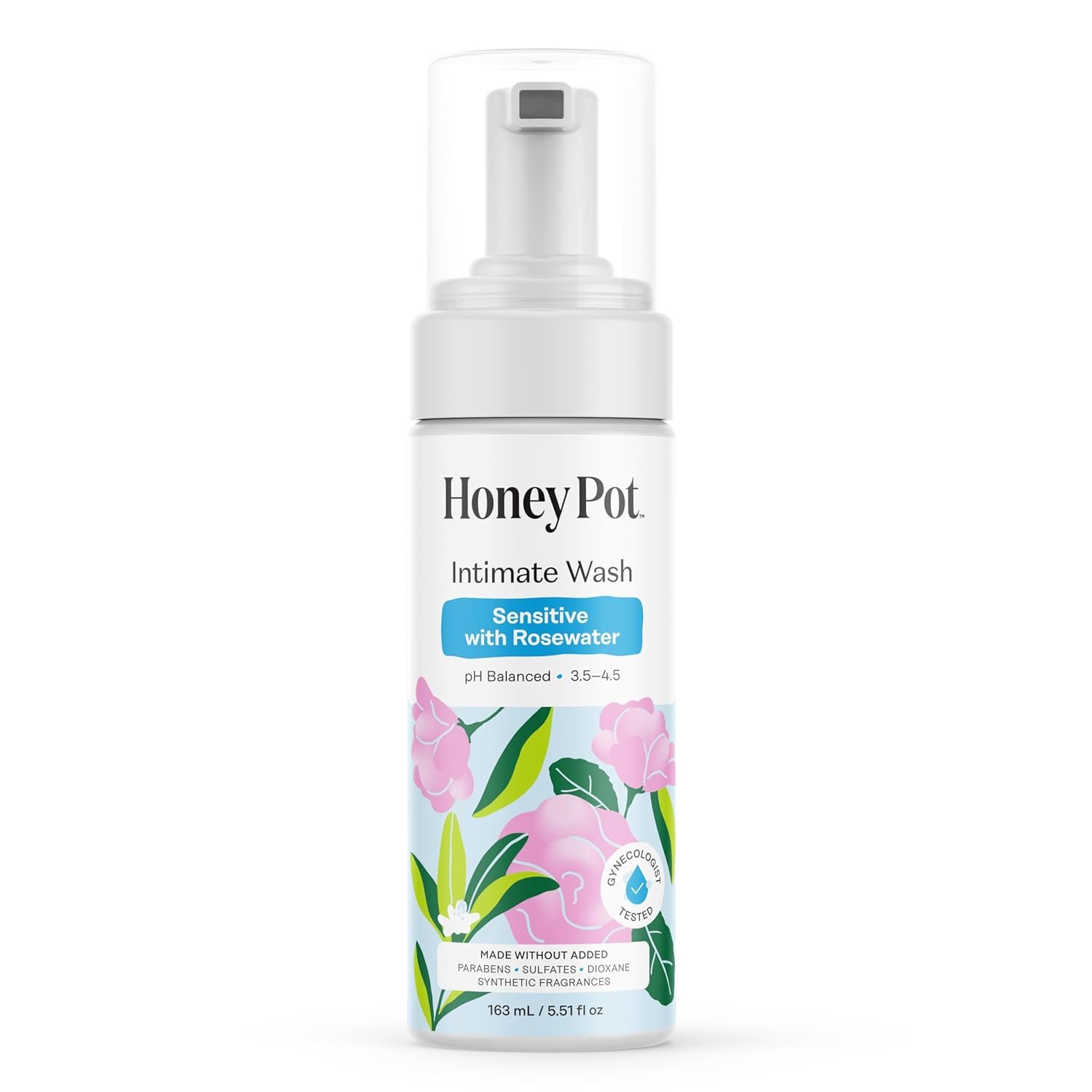 The Honey Pot Company – Feminine Wash – Herbal Infused – Sensitive Skin Types – PH Balanced Plant Based Hygiene Products – Sensitive w/Rosewater – 5.51 Fluid Oz.
