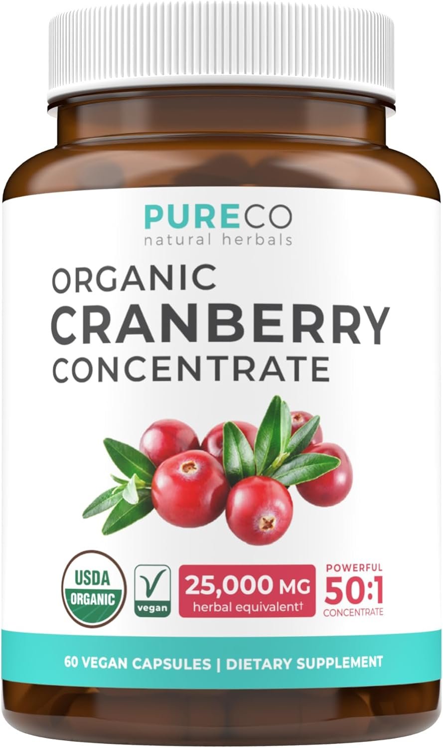 Organic Cranberry Pills – Vegan Supplement for Urinary Tract Health & Kidney Cleanse – Cranberry Pills for Women 500mg 50:1 Cranberry Concentrate Per Serving – Urinary Tract Support – 60 Capsules