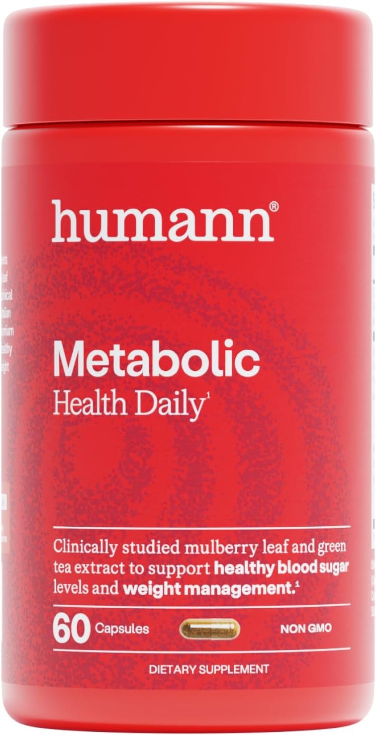 Humann Metabolic Health Daily, Triple-Action Blood Sugar & Glucose Support, Mulberry Leaf Extract & Green Tea Extract Phytosome, Metabolic Balance Supplement, Plant-Based Non-GMO, 60 Capsules