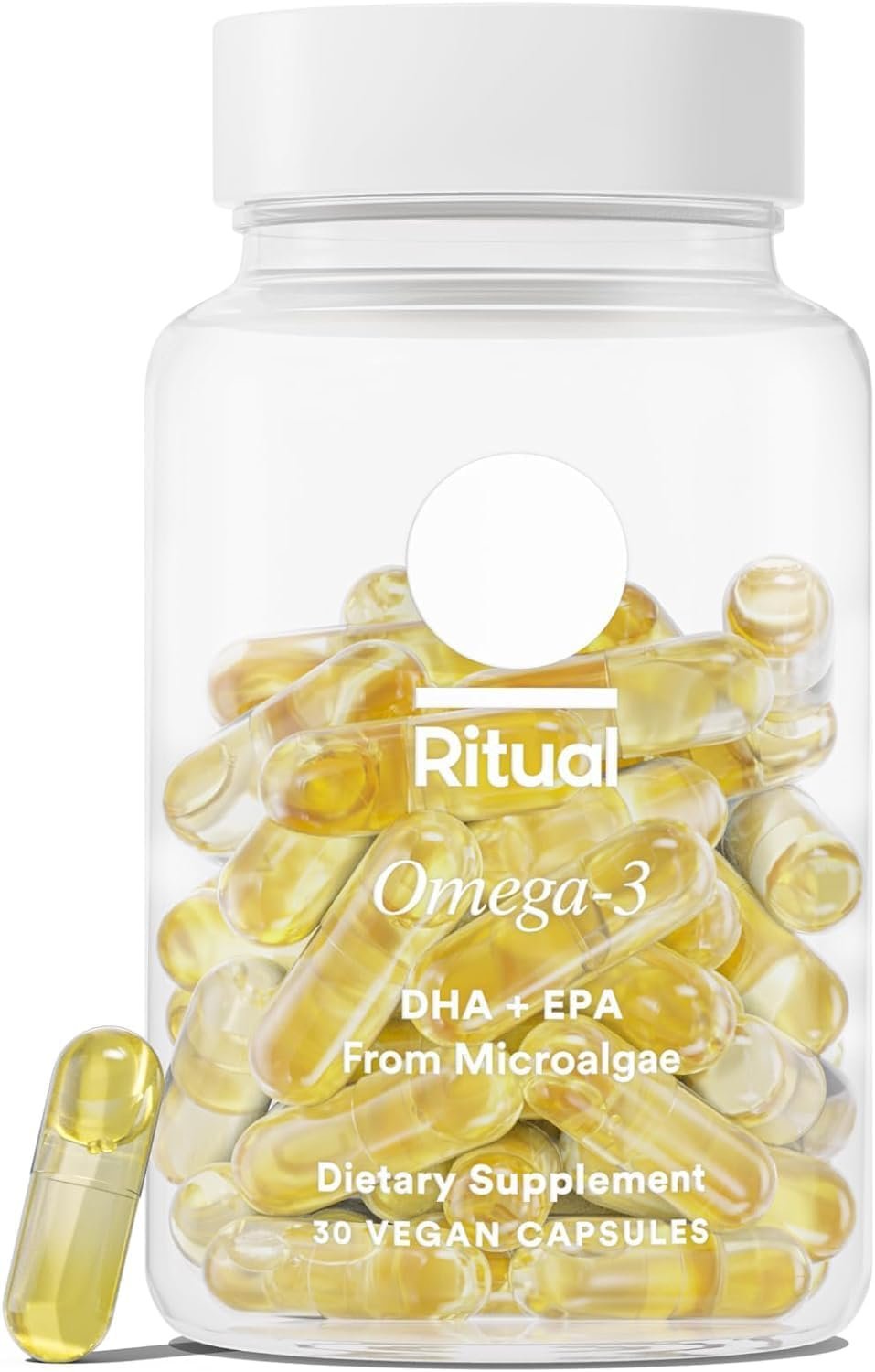 Ritual Vegan Omega 3 Supplement – Science-Backed Dose of DHA and EPA – Bioavailable Omega-3 from Algae Oil – Brain, Heart, and Eye Health Support