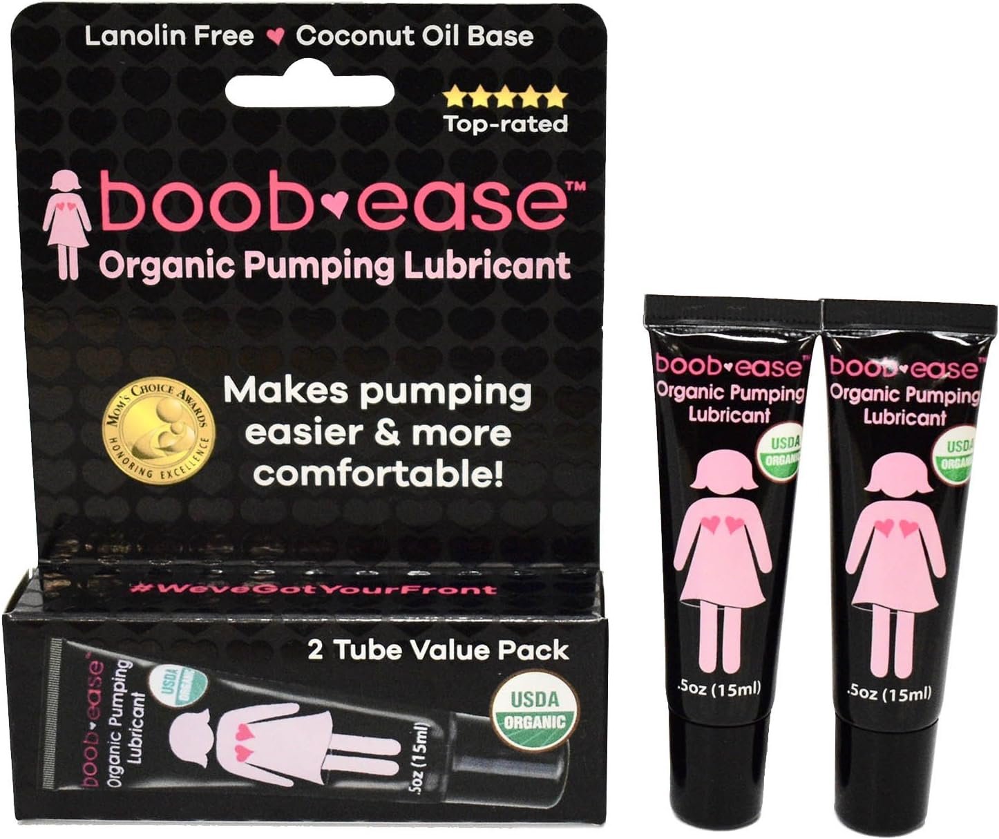 Bamboobies Pumping Lubricant Safe for Breastfeeding and Pumping Moisturizing Comfort for Nursing Moms – 0.5oz, 2 Pack