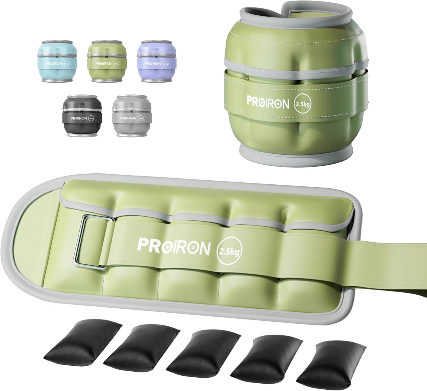 PROIRON Adjustable Ankle Weights, Leg Weights for Men, Ankle Weights 5lb Set of 2, Durable PU Leather, Ankle and Wrist Weights, 1-5 lbs Adjustable Per Ankle