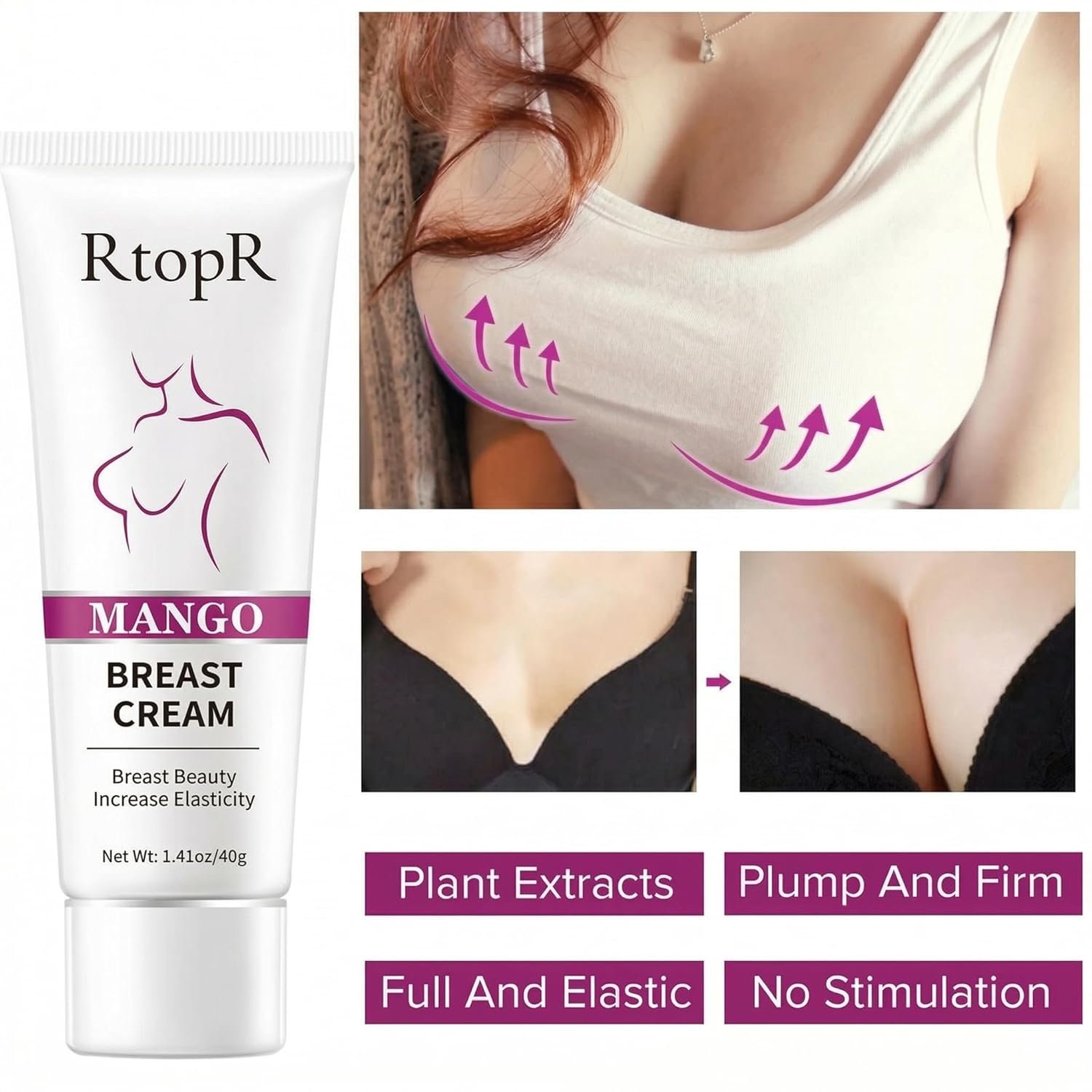 1 Pack Breast Enhancement Cream – Powerful Lifting & Plumping Formula for Breast Growth & Enlargement – Upsize Cream for Bust Increase & Pump Up Breast – Natural Bust Enhancement