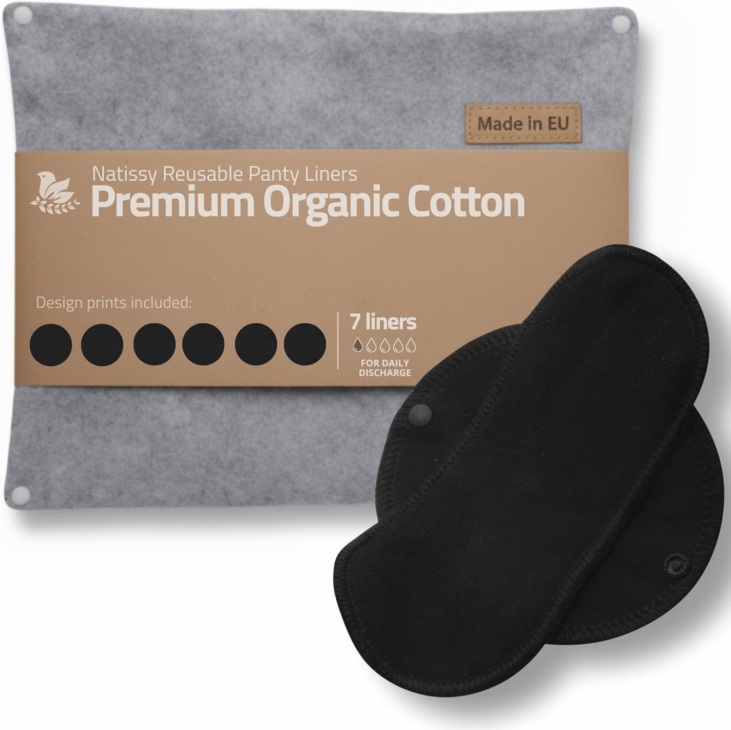 Made in EU – Ultra-Soft Reusable Panty Liners (Small, 7-Pack) – High-Temp Washable Cloth Panty Liners for Women & Teens – Breathable Organic Cotton Keeps You Fresh & Dry for Vaginal Daily Discharge