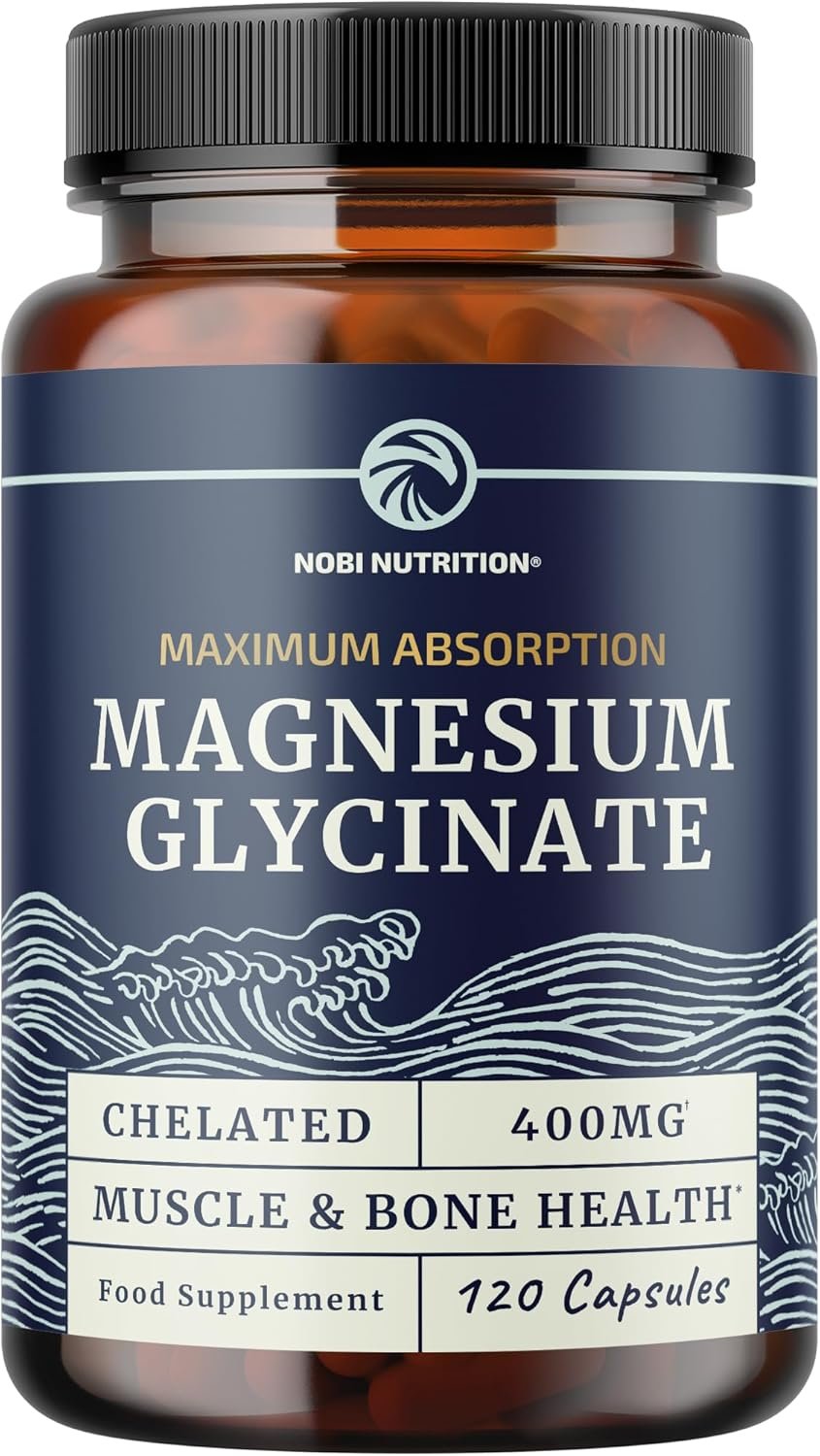 Magnesium Glycinate 400mg | High Absorption Formula for Sleep, Calm, Muscle Relaxation, Heart, Bone & Nerve Support for Women & Men | Chelated Magnesium Glycinate Supplement | 120 Ct (2 Month Supply)
