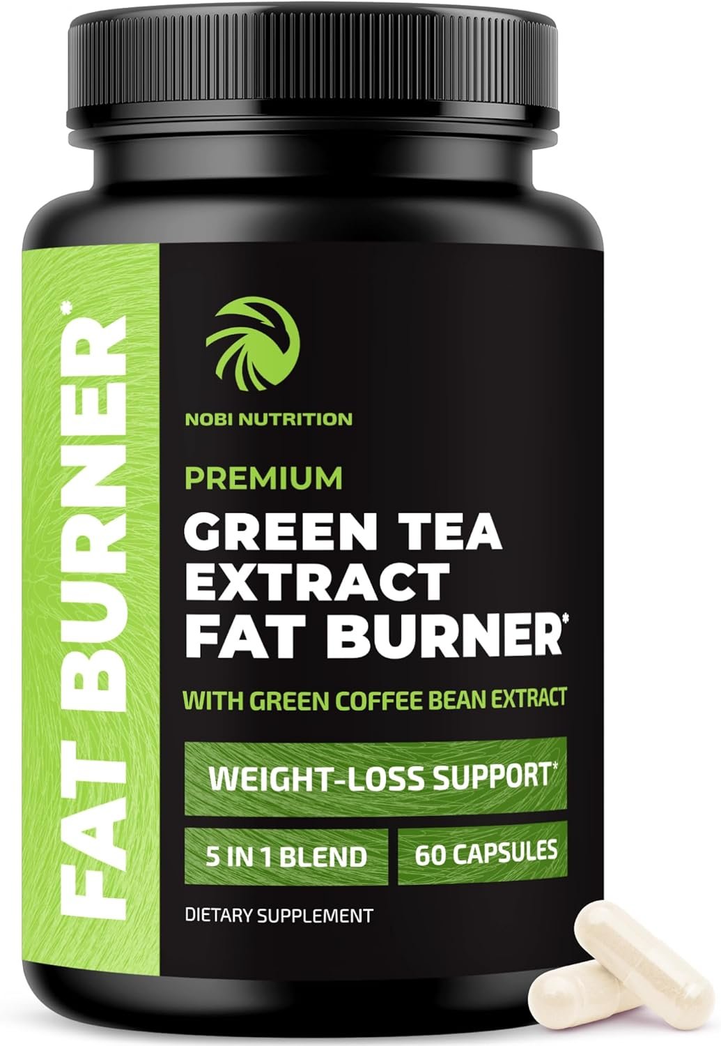 Green Tea Weight Loss Pills for Women & Men | 45% EGCG | Stomach Fat Burner, Metabolism Booster & Appetite Suppressant | Green Tea Fat Burner Diet Pills | Vegan Weight Loss Supplements | 60 Ct