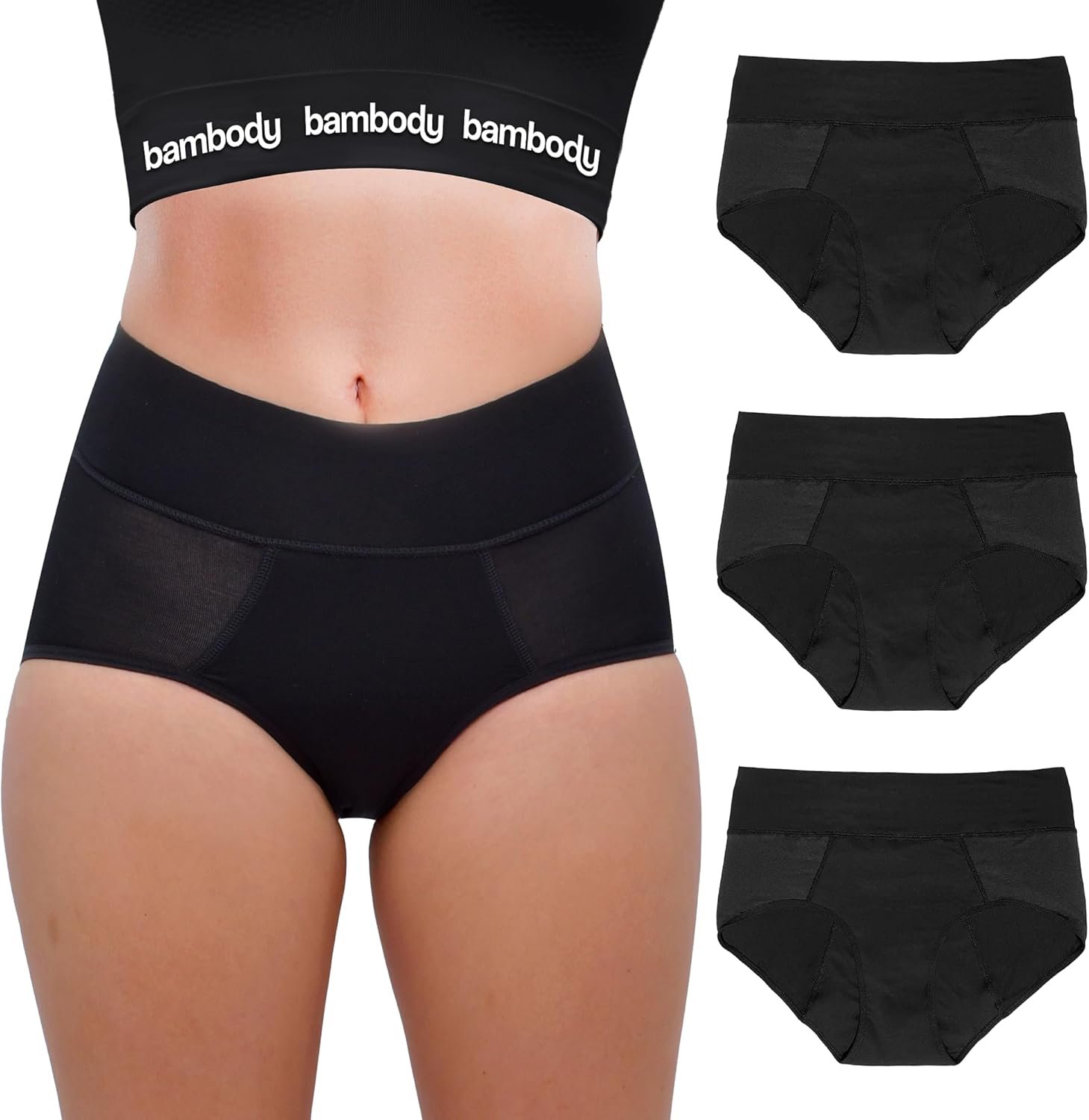 Bambody Absorbent Period Panties, Period Underwear for Women and Teens – All-Day Long – Overnight Protection – Leakproof