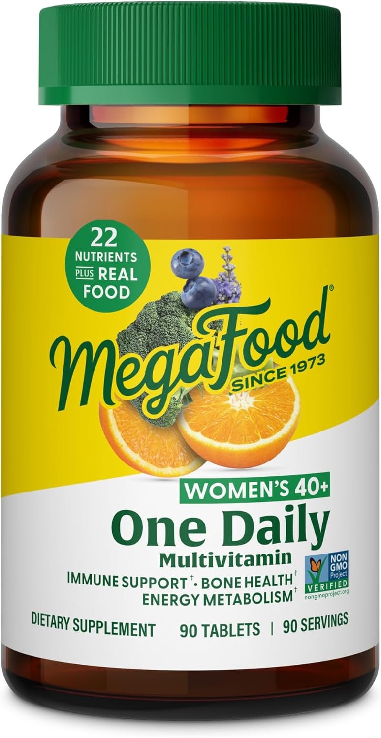 MegaFood Multivitamin for Women 40+ One Daily Womens Multivitamin – with Methylated B12, Methyl Folate, Vitamin D3, C & Zinc – Energy Metabolism, Immune Support & Bone Health, Vegetarian, 90 Tablets