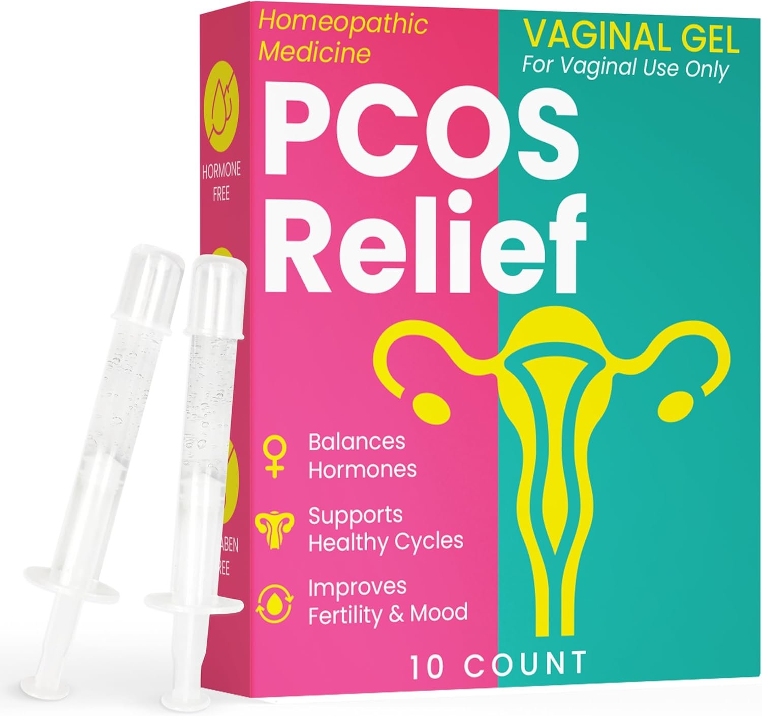 PCOS Support for Fertility & Cycle Health | Hormone Balance for Women | Helps with Irregular Cycles, Vaginal Dryness, Pelvic Discomfort & Mood Swings | Includes 10 Pre-Filled Applicators