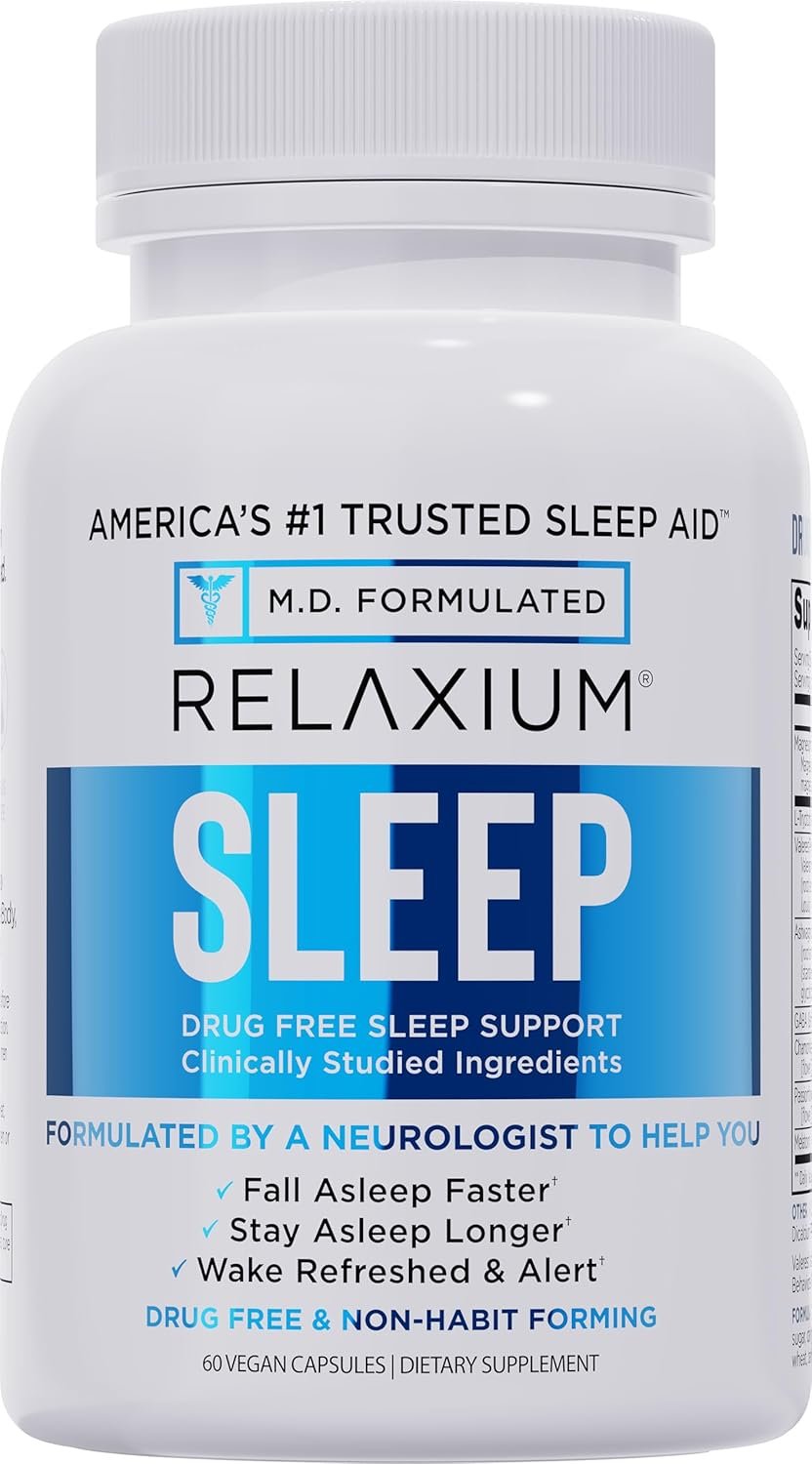 Relaxium Sleep Aid for Adults – Melatonin 5mg with Magnesium Glycinate, Valerest & Ashwagandha – Non-Habit Forming Sleep Support for Falling Asleep & Staying Asleep – 60 Capsules (30-Day Supply)