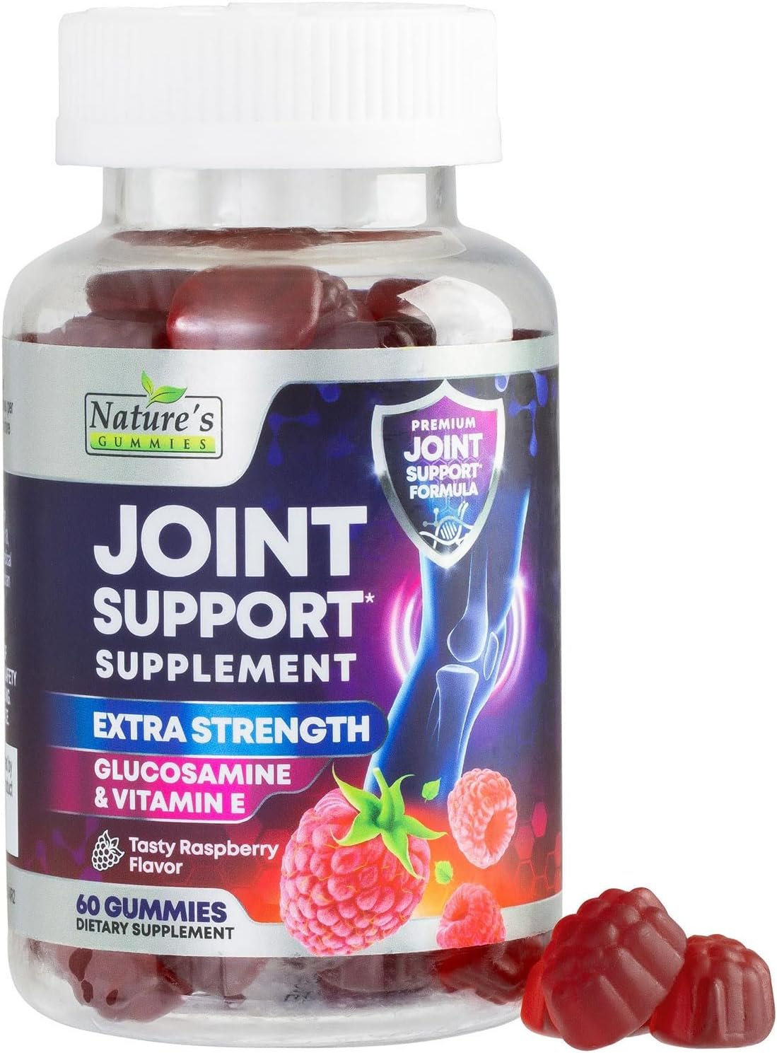 Joint Support Supplement – Extra Strength Glucosamine Gummy Supports Joints Health & Flexibility for Back, Knees, Hands – Natural Vitamin E Immune Support – Best Gummies for Women & Men – 60 Gummies