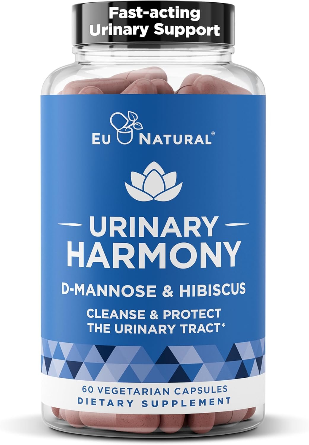 Eu Natural Urinary Harmony D-Mannose Supplement – Urinary Tract Health for Women – Fast-Acting Urinary Cleanse & Flush with Clinical-Strength D-Mannose & Hibiscus – 60 Capsules
