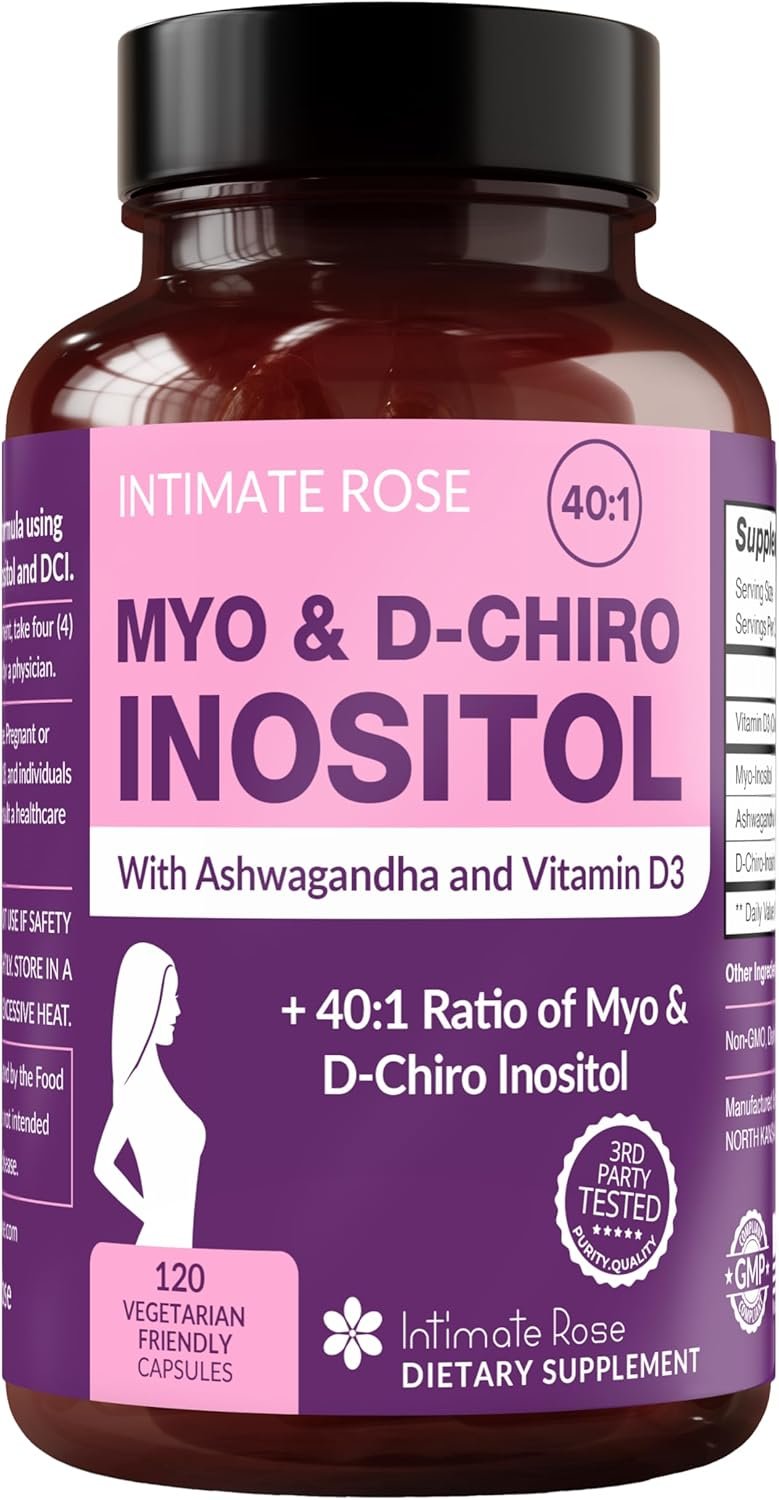 Intimate Rose Myo-Inositol & D-Chiro Inositol Supplement for Women – Hormone Balance & Ovarian Support for Women – Ideal 40:1 Ratio, Vitamin D3 + Ashwagandha