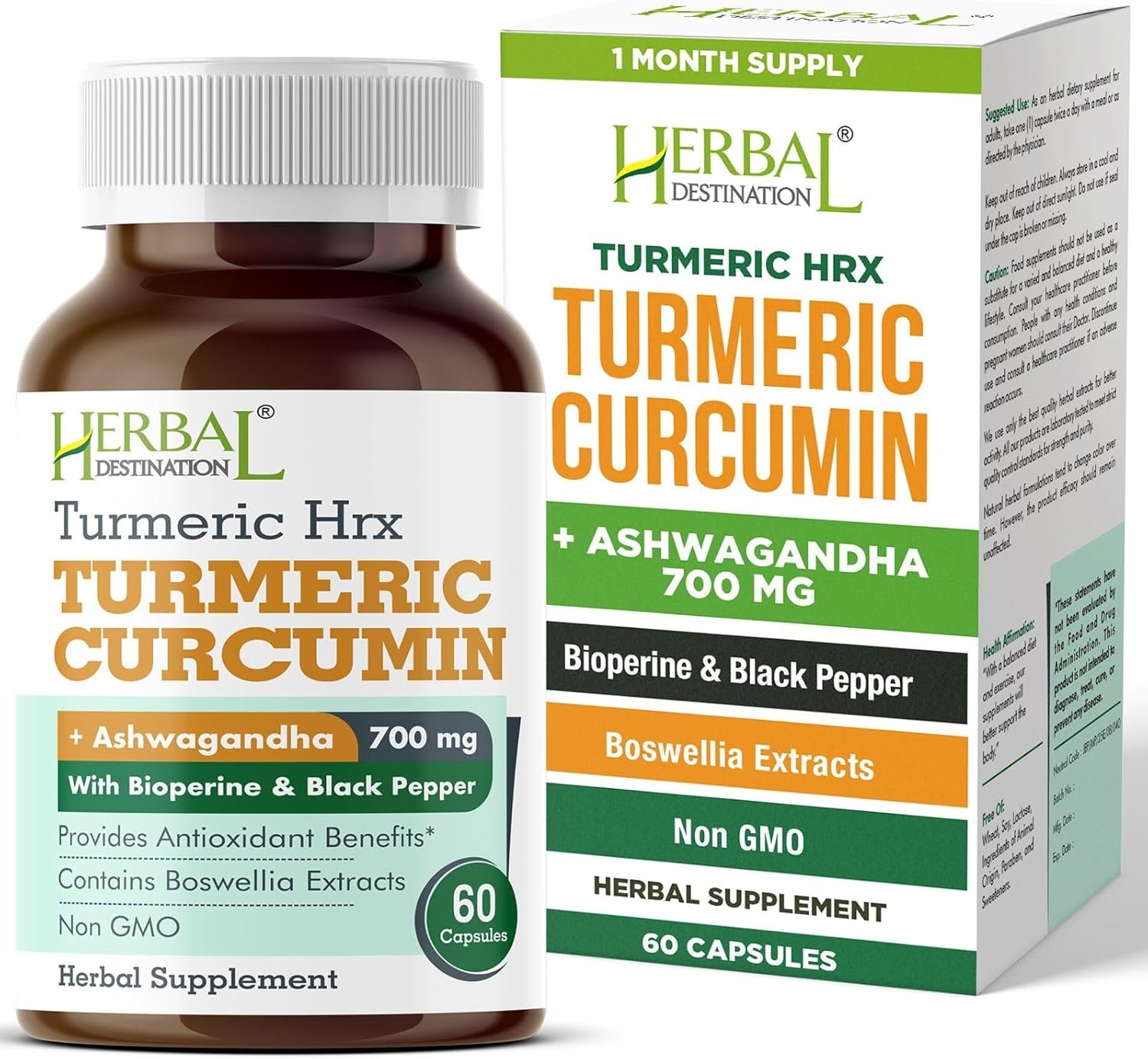 Turmeric Supplement Hrx- Immune Supplement, Metabolism Booster Joint Support Supplement with Turmeric Curcumin, Boswellia, Curcuma & Black Pepper Extract – 60 Capsules