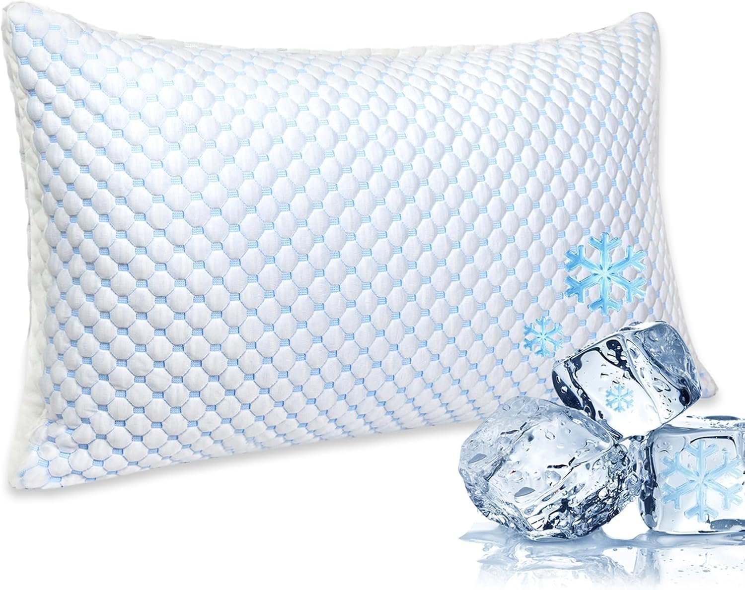 Cooling Pillows for Sleeping, Shredded Memory Foam Cooling Pillow for Hot Sleepers, Adjustable Cool Bed Pillows for Side Back Stomach Sleepers(Queen)