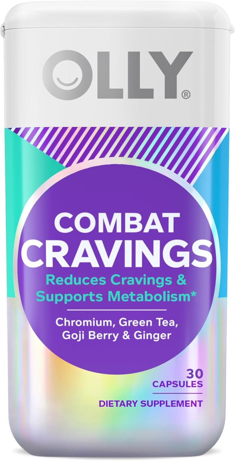 OLLY Combat Cravings, Metabolism & Energy Support Supplement,1000 mcg Chromium, Green Tea, Goji Berry, Ginger – 30 Count