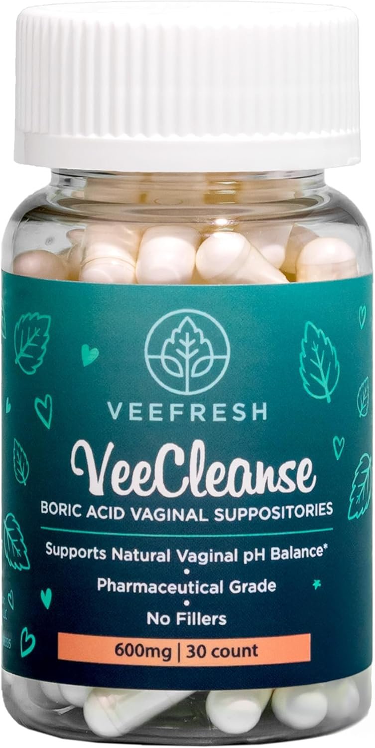 VeeFresh – VeeCleanse Boric Acid Vaginal Suppositories – Vaginal pH Balance Suppositories – Vaginal Odor Control – Feel Fresh, Feminine and Confident