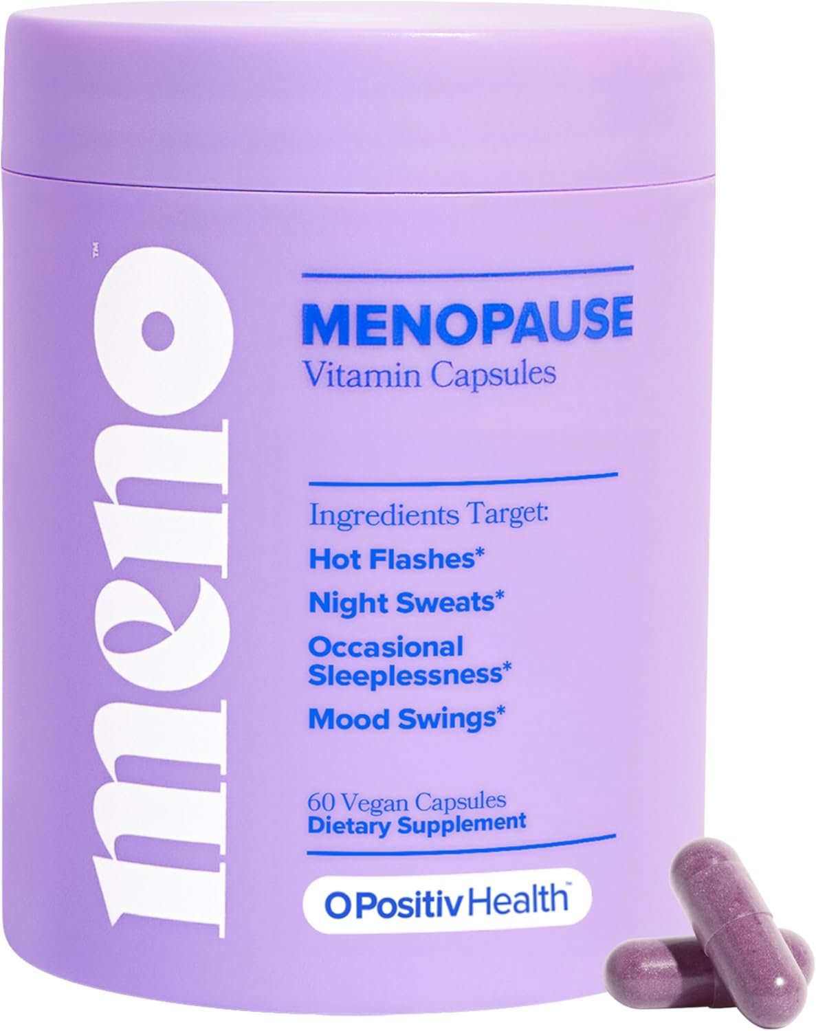 O Positiv MENO Vitamins for Menopause – Hormone-Free Menopause Supplement for Women – Black Cohosh & Ashwagandha KSM-66 – Helps Relieve Hot Flashes, Night Sweats, Mood Swings – 30 Servings (Pack of 1)