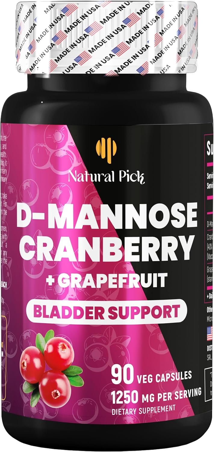 Bladder Control Supplements, D Mannose with Cranberry, 1000mg for Bladder Control. Advanced Kidney Support for Urinary Tract Health. Premium Bladder, d-mannose, Detox and Repair, 90 caps, Made in USA