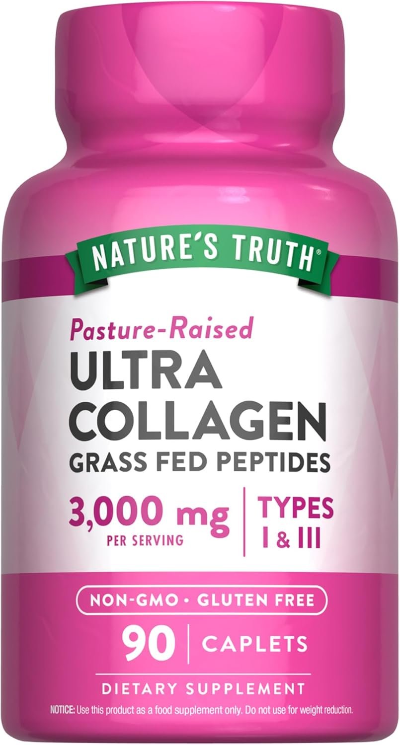 Nature’s Truth Collagen Peptides | 90 Caplets | Type 1 and 3 with Vitamin C | Grass Fed, Non-GMO & Gluten Free Supplement