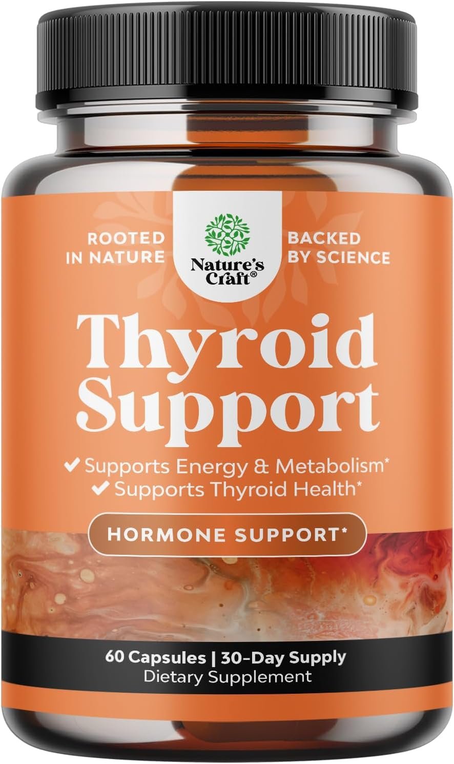 Herbal Thyroid Support Complex – Potent Kelp Iodine Supplement with L Tyrosine, Bladderwrack, Selenium & Pure Ashwagandha for Hormone Balance – Mood & Energy Dietary Pills – 60 Count