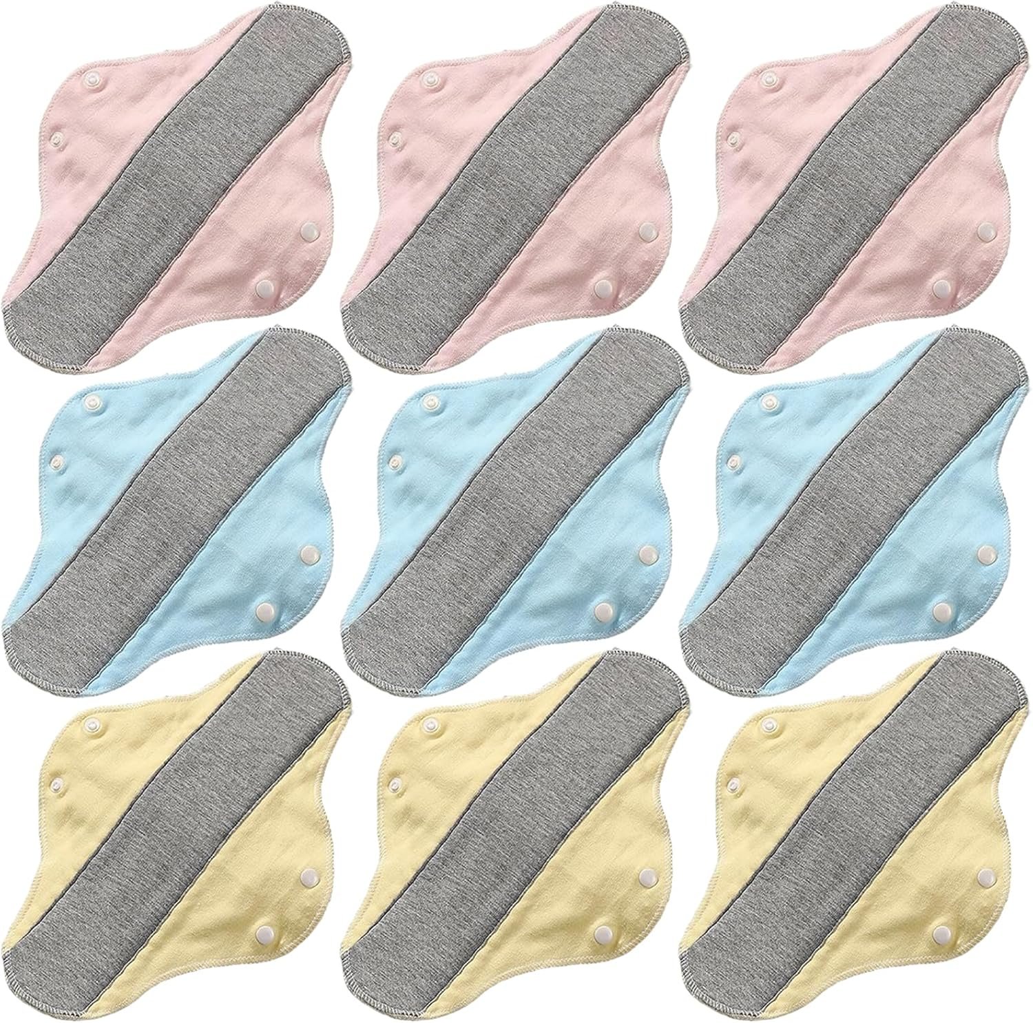 9 Pieces Reusable Graphene Incontinence Pads – Leak-Proof, Washable Sanitary Napkin for Elderly Care and Mobility Support