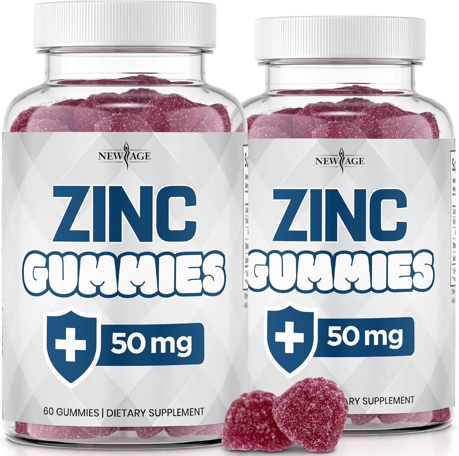 NEW AGE Zinc Gummies – 2 Pack – 50mg High Immune Booster Zinc Supplement, Immune Defense, Powerful Natural Antioxidant, Non-GMO – by New Age, 120 Count