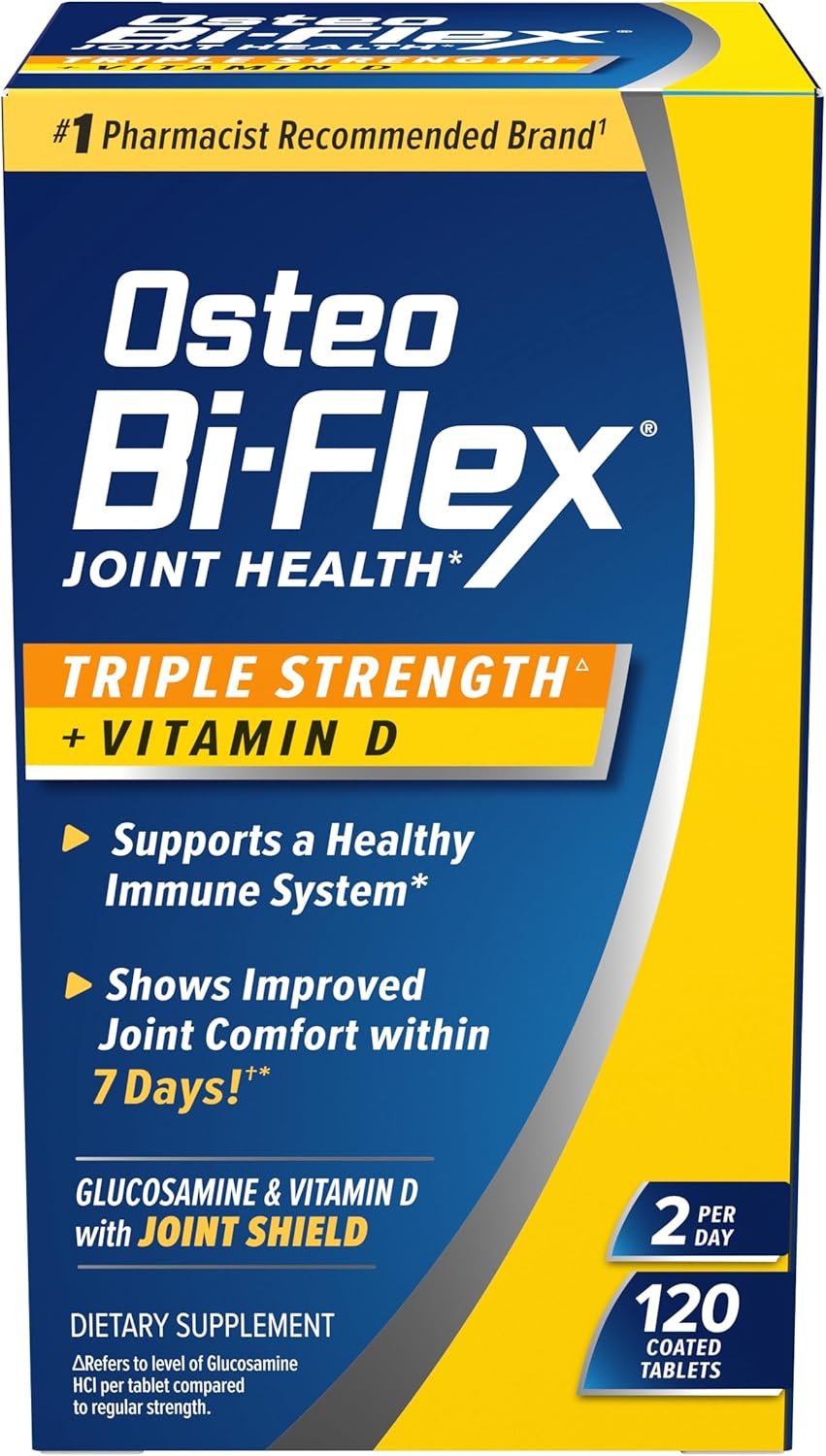 Osteo Bi-Flex Triple Strength Glucosamine Chondroitin Supplement with Vitamin D, Improve Joint Function, Support Bone Health, 120 Coated Tablets