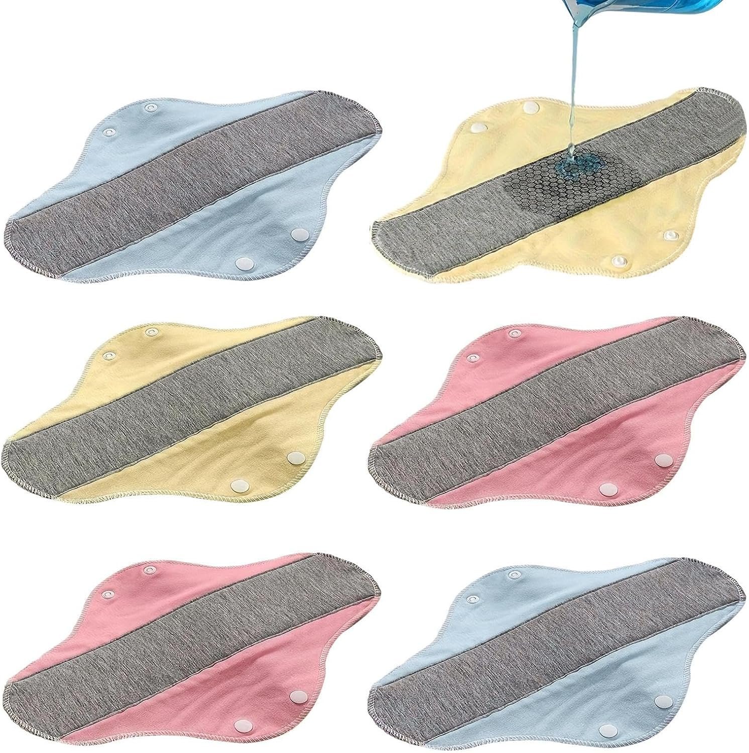 6pcs Washable Incontinences Pads for Women | Reusable Washable Cloth Menstrual Pads, Breathable, Eco-Friendly, Cotton, for Heavy Menstrual Flows, Incontinences