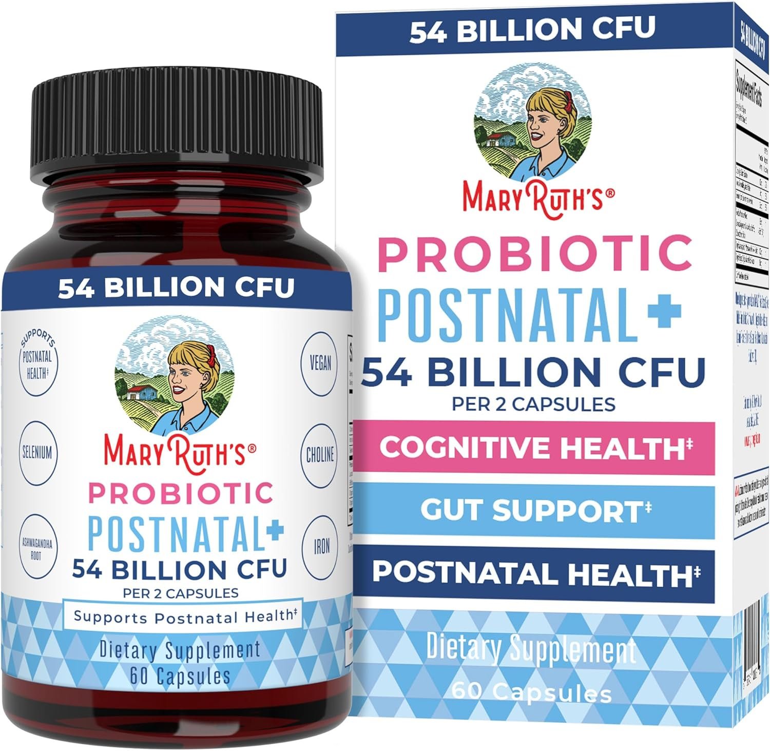 MARYRUTH’S Organics Postnatal Probiotics for Breastfeeding Women | Nursing Probiotic Capsules with Vitamins | Minerals & Antioxidants | 54 Billion CFU | Non-GMO | Vegan | 30 Servings