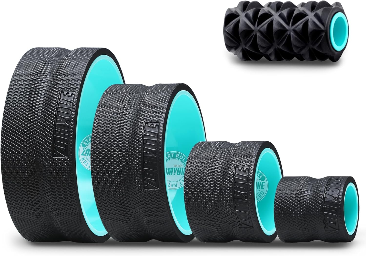 5 Pack Back Roller- Yoga Wheel for Back Pain Reliefn & Stretching, Back Wheel for Deep Tissue Massage, Foam Roller for Physical Therapy & Exercise