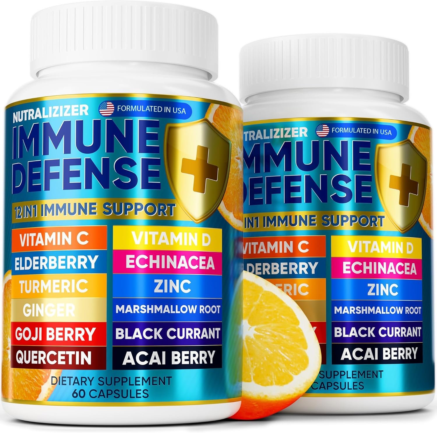 12 in 1 Immune Support Supplement – Immune Defense Vitamins w/VIT D3, Vitamin С, Zinс, Echinacea, Elderberry, Ginger &More – Natural Immunity System Booster – Immune & Muscle Health 120cs