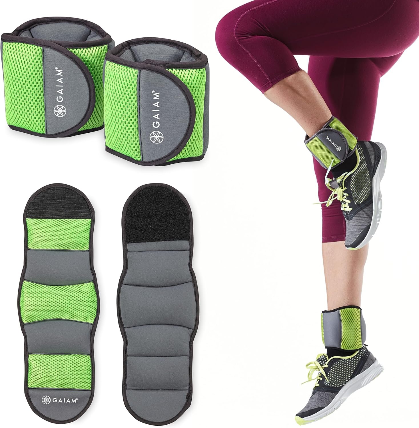 Gaiam Wrist and Ankle Weights, Wearable Bracelet to Strengthen, Tone & Sculpt, Adjustable Ankle Weights for Women & Men for Yoga, Dance, Pilates, Barre, Cardio, Home & Gym Use