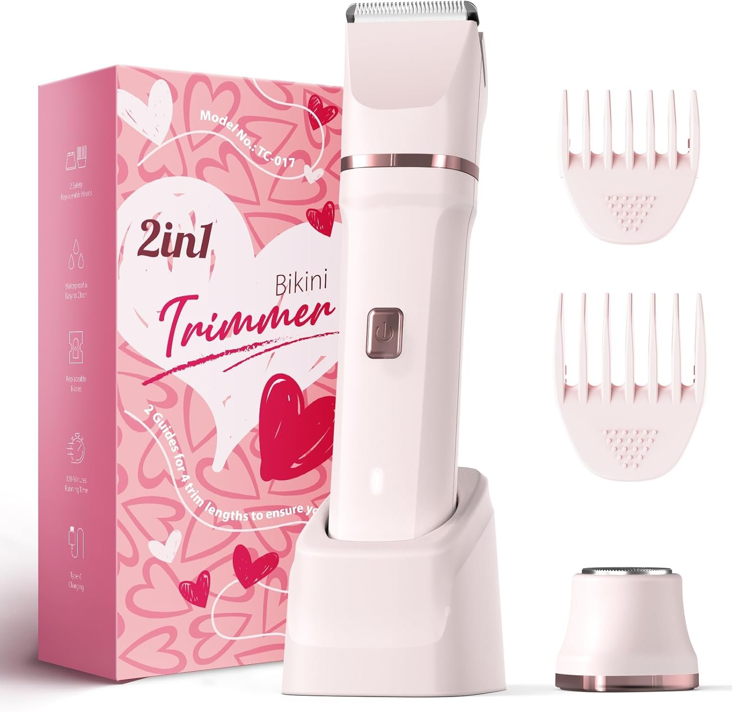 Risina Bikini Trimmer for Women – Painless Electric Razors for Silk Skin,Cordless Body Shaver with Ceramic Blade, Replaceable Lady Razor, IPX7 Waterproof & Easy Cleaning, Birthday Gifts for Women