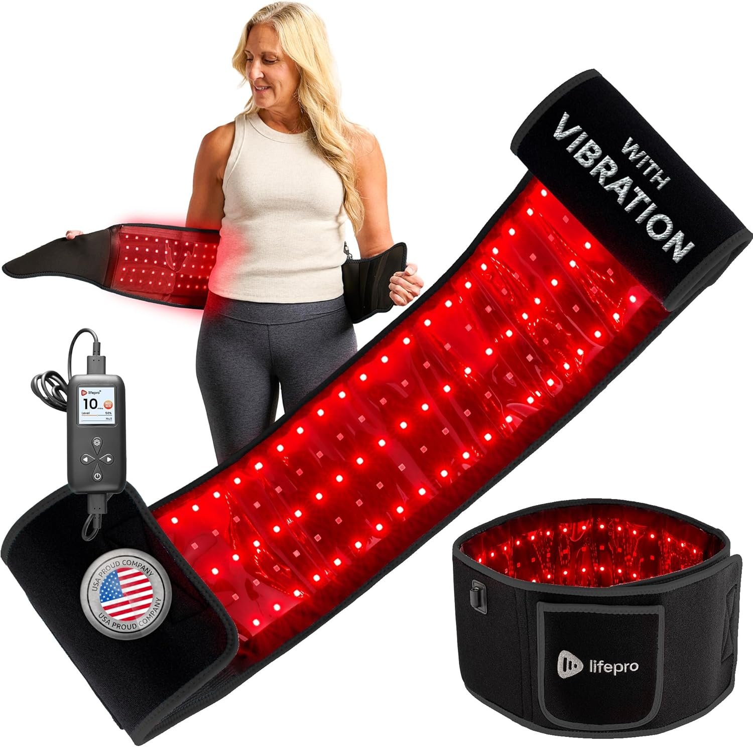 Lifepro Red Light Therapy Belt – Allevared Infrared Red Light Therapy for Body, Back Pain and Shoulder – 660nm & 850nm Near Infrared Heating Pad – Adjustable & Portable for Wellness & Relaxation