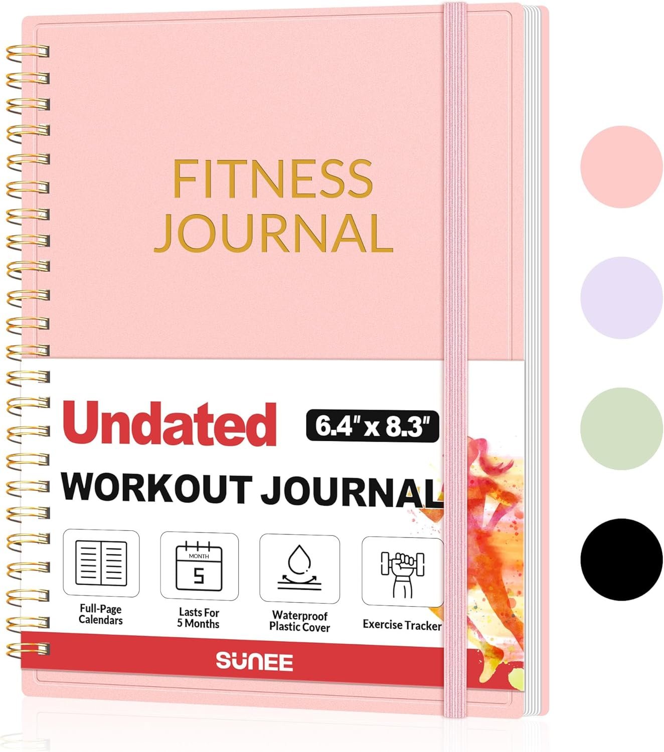 Fitness Journal Workout Planner for Women & Men, A5 (6.4″ x 8.3″) Workout Journal Log Book Planner Gift for Track Gym Essentials, Home Workouts, Track Progress, Achieve Wellness Goals, Pink