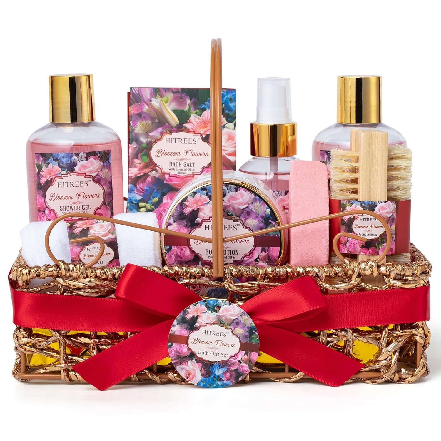 Gifts For Women Gift Basket – 9 Piece Set of ROSE JASMINE Home Spa Set, Friendship Gifts, Shower Care Set – Bath Pampering Package, Bath Gift Set for Her, Mom, Mothers Day,Christmas Gift for Women
