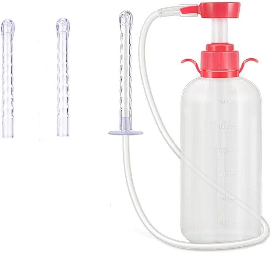 Vaginal Douche Cleansing System Female Syringe Cleaner Enema Reusable Rinse Portable Kit with 3 Nozzle 100% Safe Non-Toxic (600 ML)