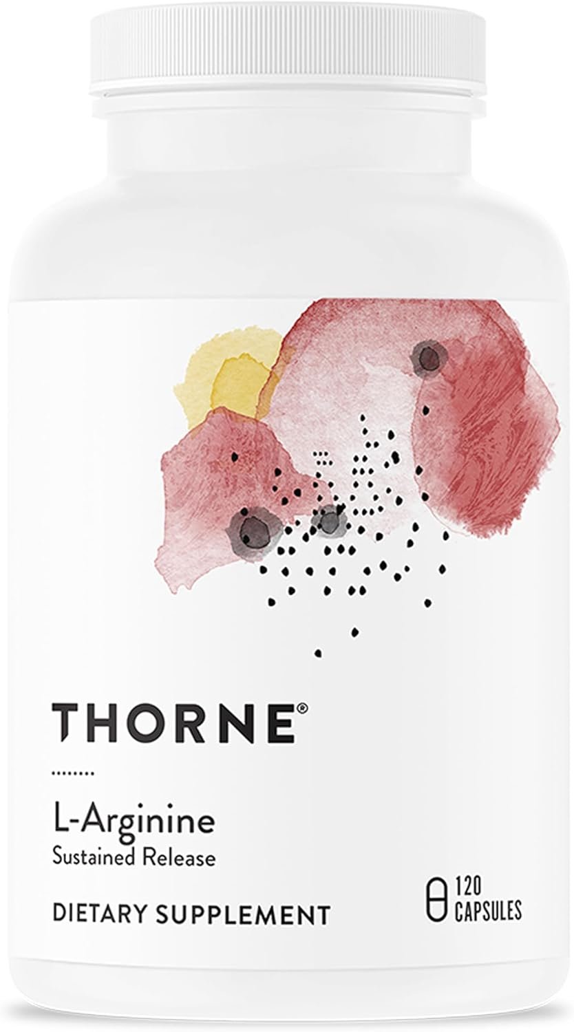 THORNE – L-Arginine – Sustained-Release – Supports Heart Health, Nitric Oxide Production, Exercise Capacity & Optimal Blood Flow* – Third-Party Certified – Gluten, Dairy & Soy-Free – 120 Capsules