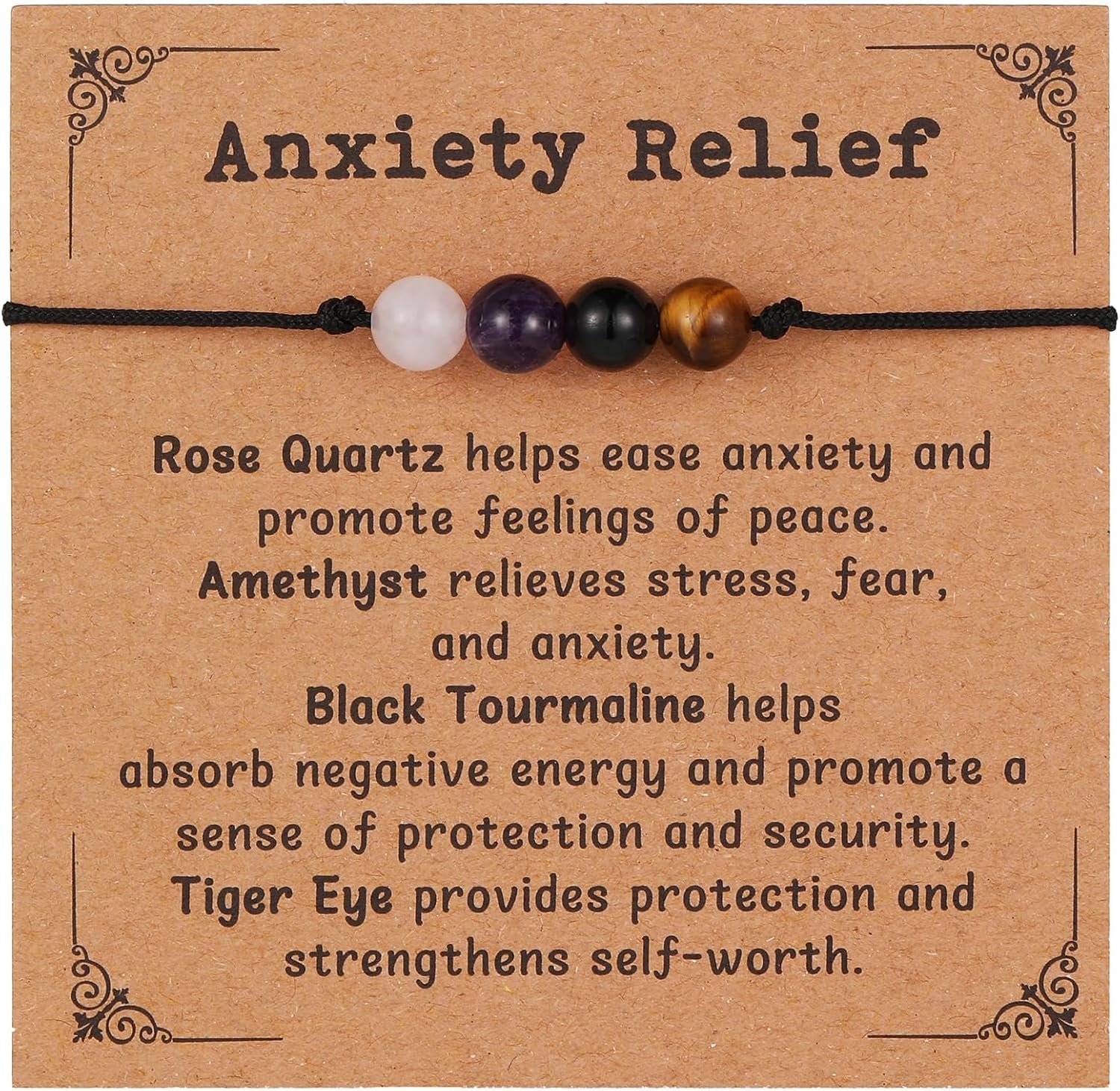 Triple Threat Protection Anxiety Relief New Beginnings Gifts for Women Men, Natural Healing Crystal Bracelet Evil Eye Moonstone Tourmaline Amethyst Jewelry for Family Friends Coworker