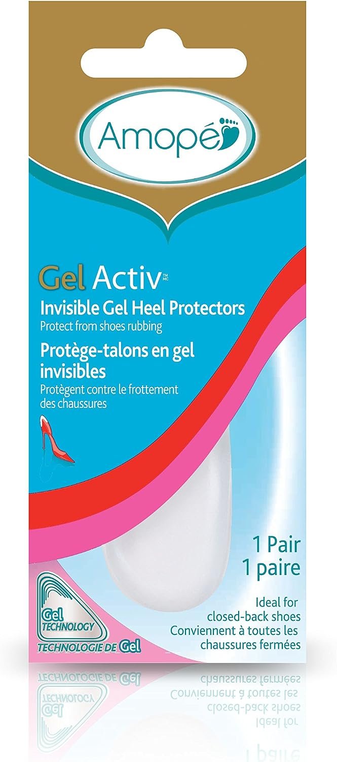 Amope GelActiv Invisible Gel Heel Protectors Insoles for Women, 1 pair, Size 5-10