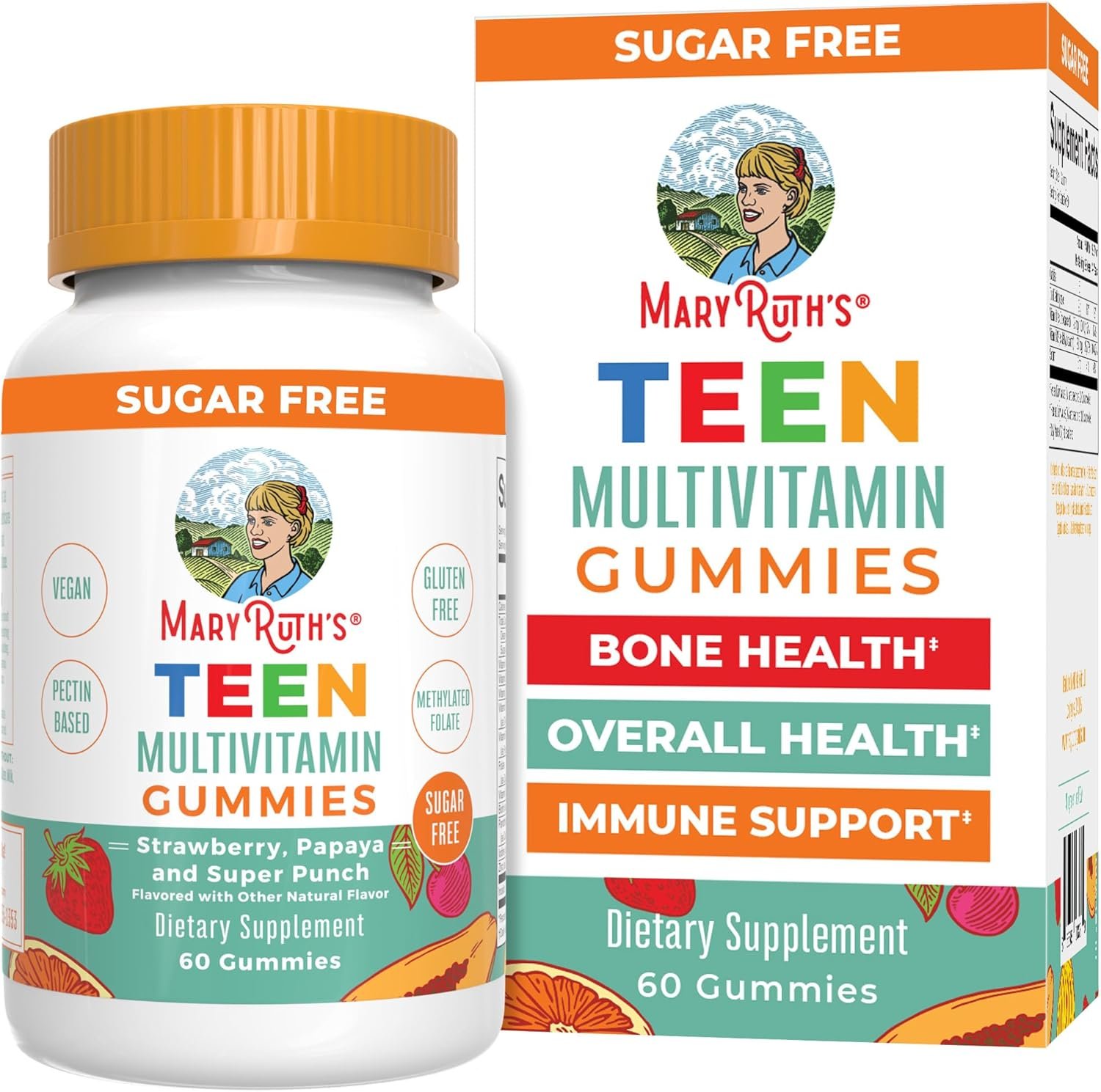 MaryRuth’s Multivitamin Gummies for Teens | Vitamin D3, A, C, E, B6, B12, Zinc, Iodine, Biotin | Immunity | Tissue, Vision, & Skin Health | Vegan | Non-GMO | Sugar Free | Gluten Free | 60 Count