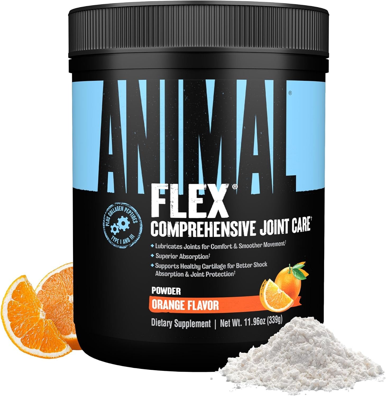 Animal Flex Powder – Joint Support Supplement for Pain Relief, Repair and Restore Muscles with Turmeric, Glucosamine, Chondroitin, MSM, Collagen and Boswellia, Great Tasting Orange Flavor, 30 Scoops